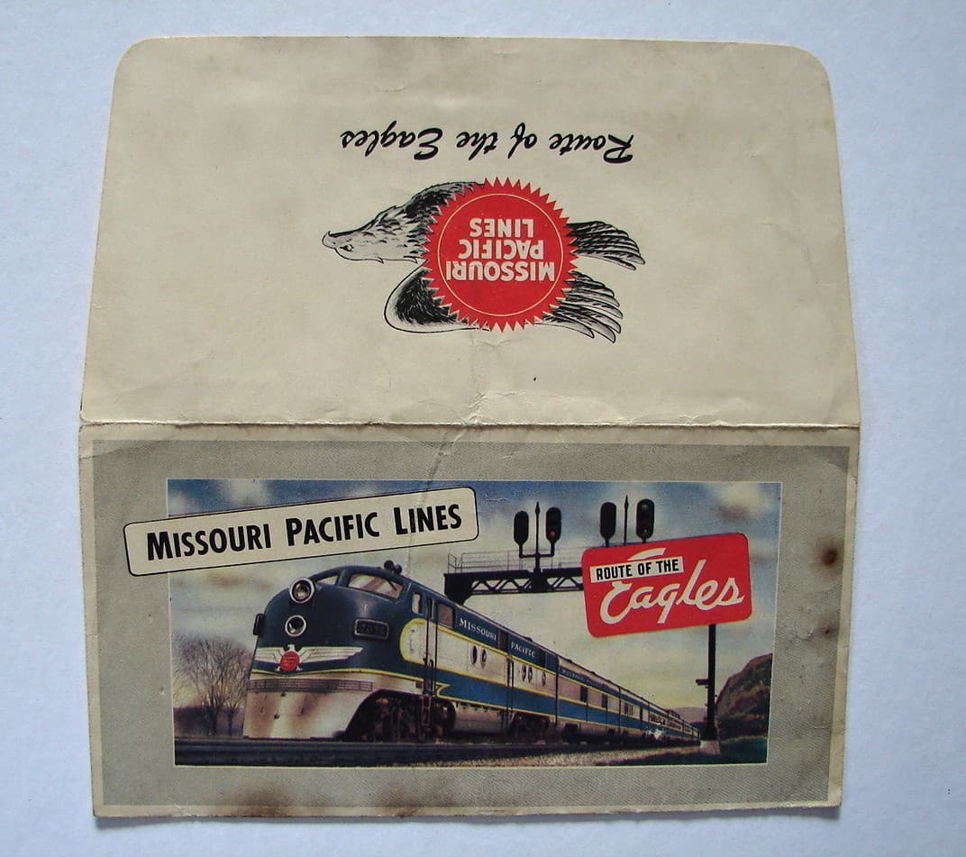 3 Railroad Passenger Ticket Envelopes Santa Fe Chief Way 1 Foil, MoPac Eagles 6