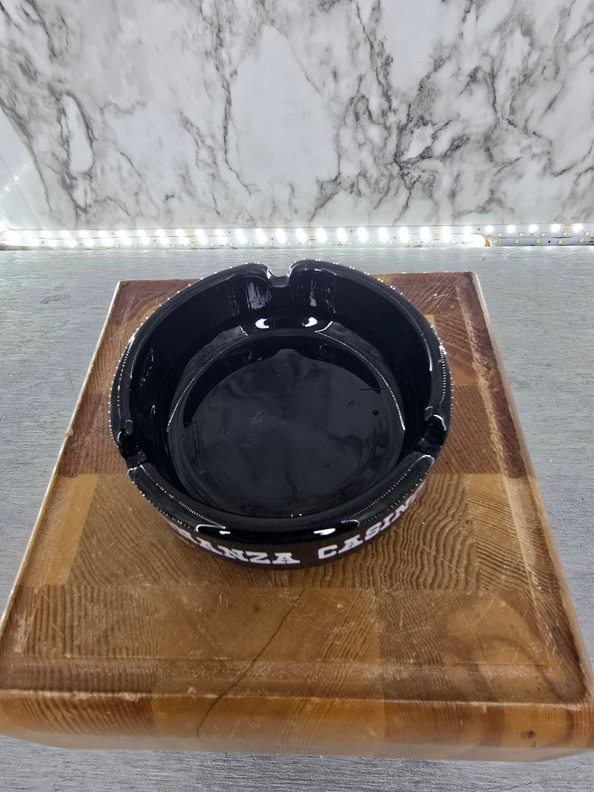 1960's Bonanza Casino Black Glass Ashtray Reno, Nevada 3