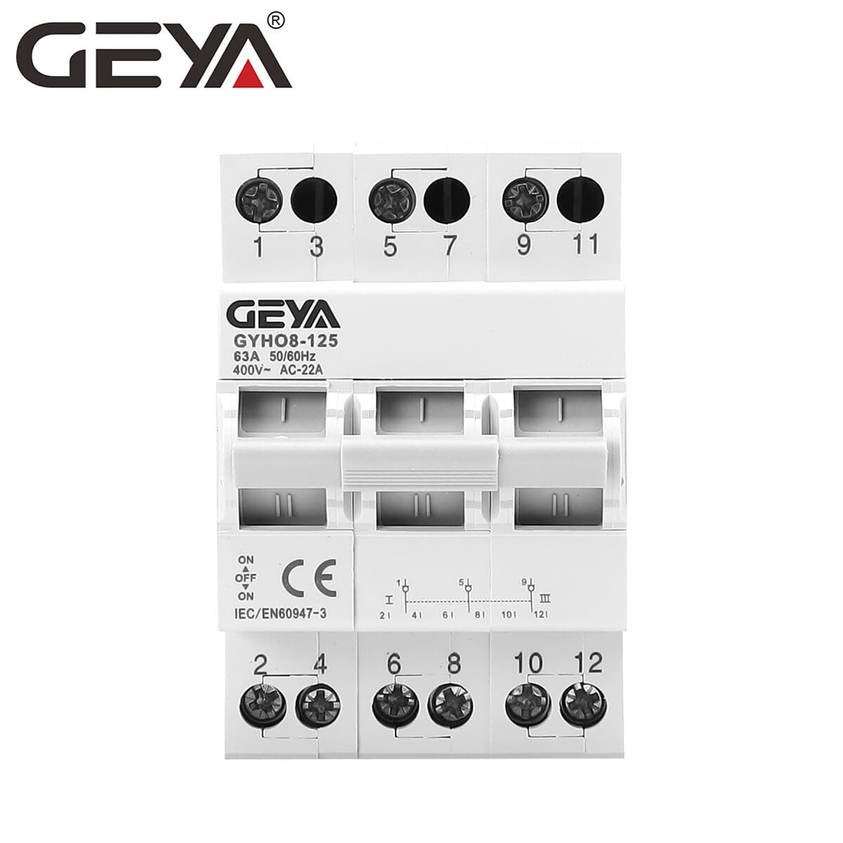 GEYA Manual Changeover Dual Power Transfer Switch 3P 63A 400V For Grid&Generator 4