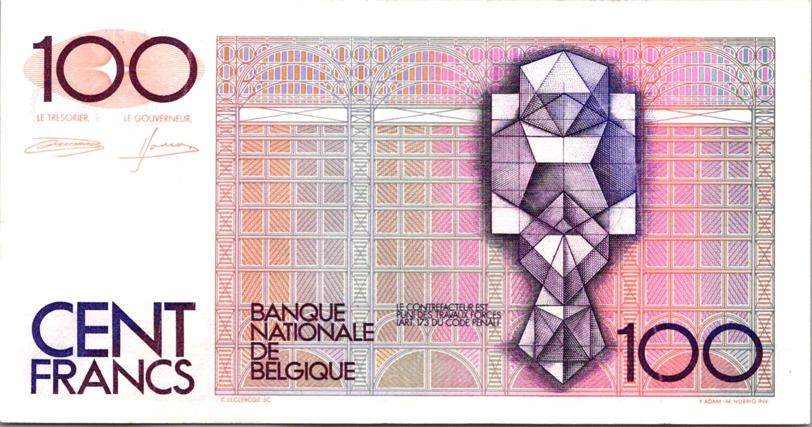 Belgium 100 Francs 1981-1982 UNC Pick-142A 2