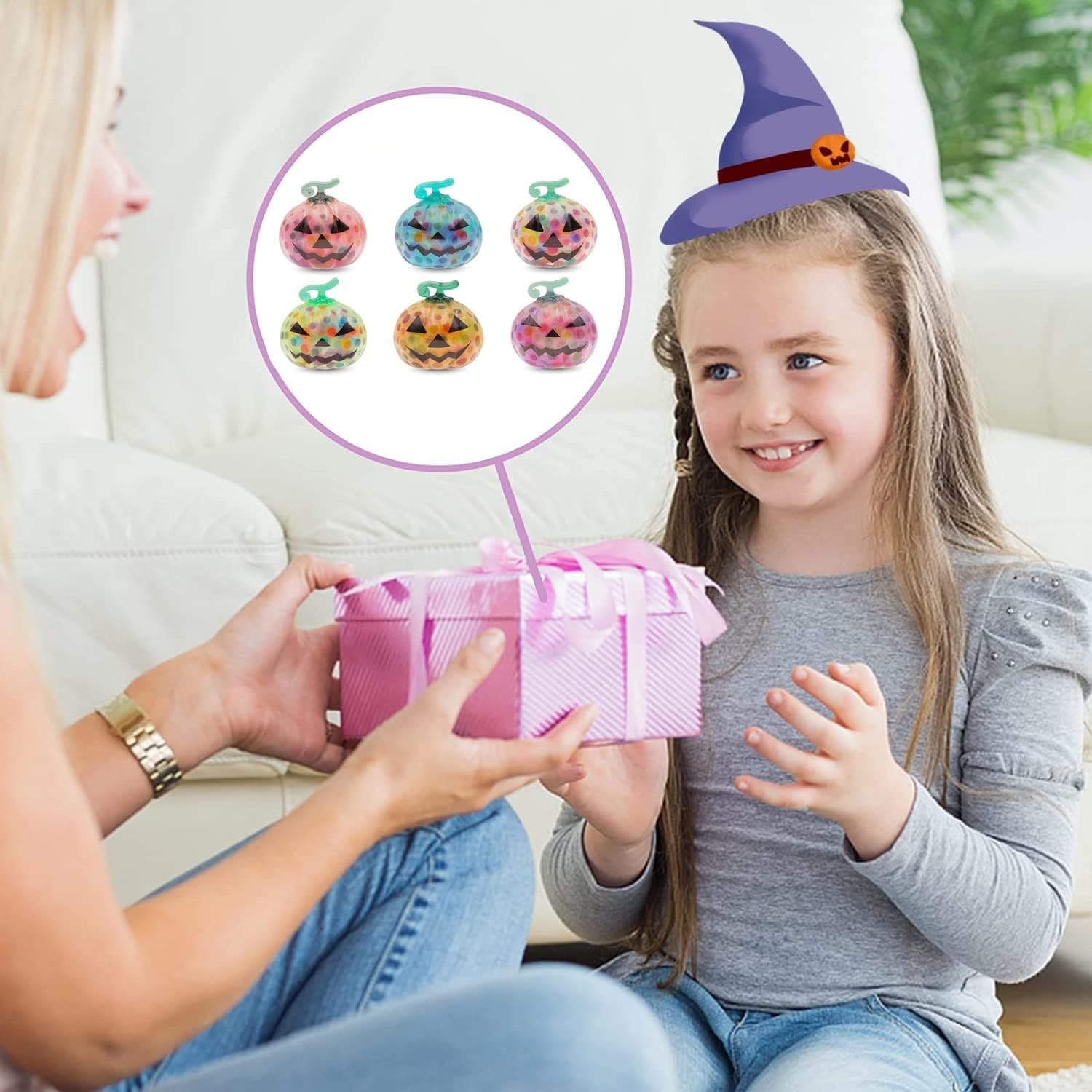 6 Pack Halloween Pumpkin Stress Balls Squishy Relief Toys Fidget Toys...  6