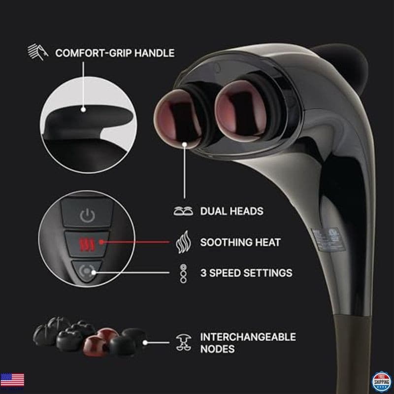 Homedics Handheld Percussion Massager with Heated Nodes for Neck & Body Relief 3