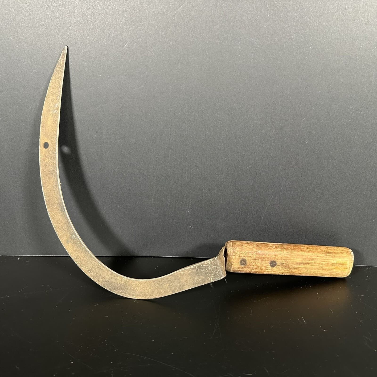 Vintage Hand SICKLE Wood Handle Farm Cropping Tool Garden Knife Scythe 5