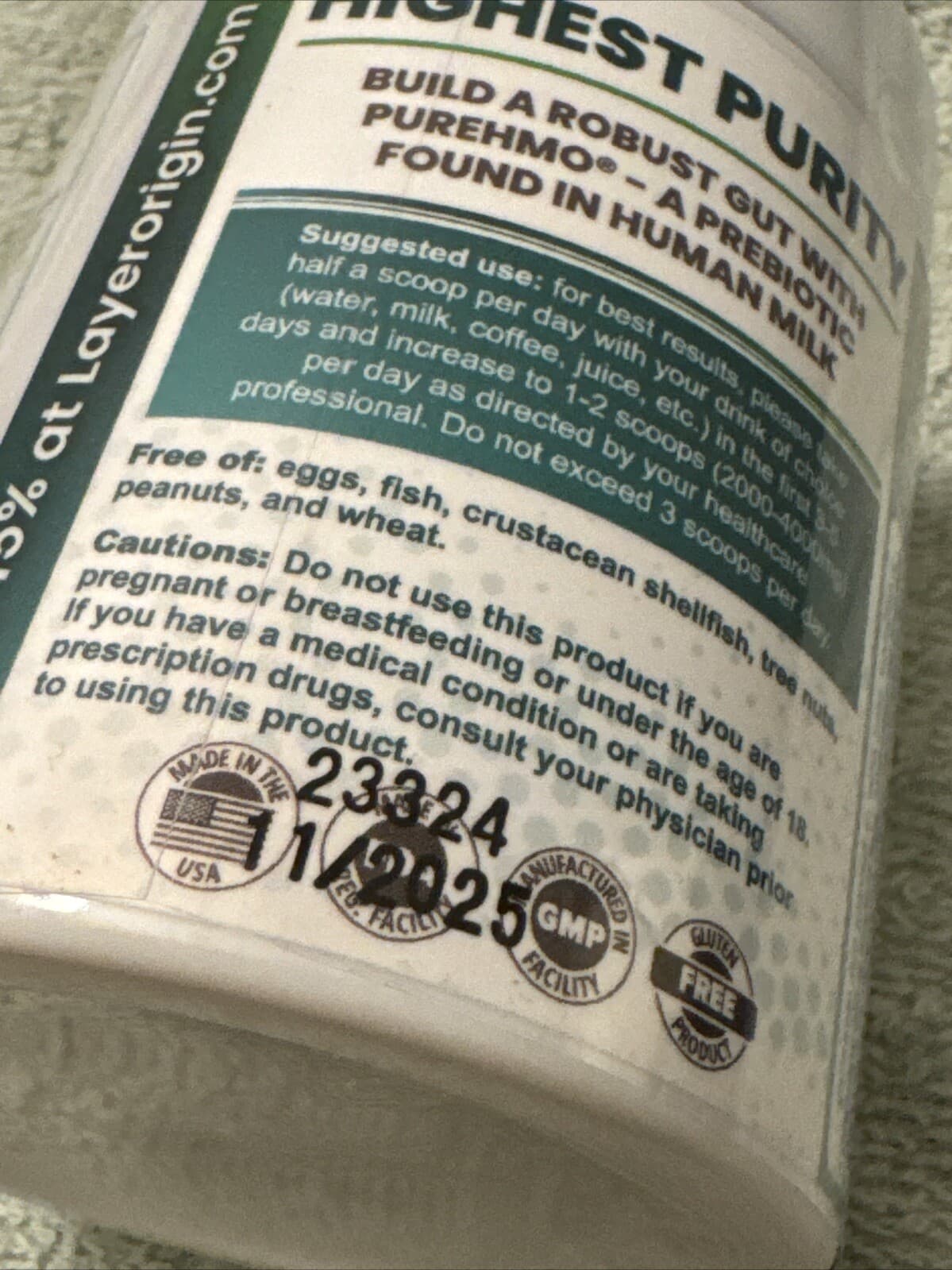 Layer Origin PureHMO Human Milk Oligosaccharide (HMO 2'-FL) Prebiotic Powder 3