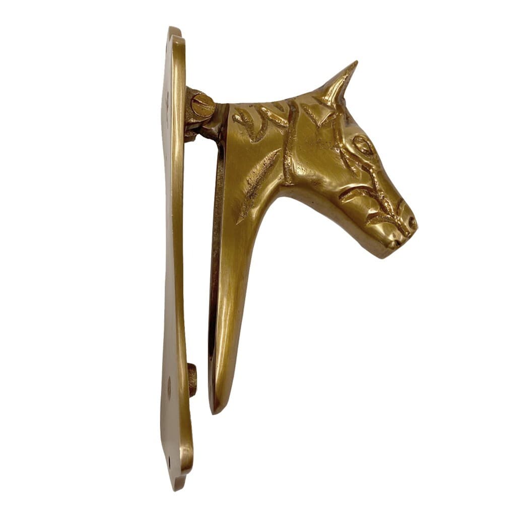 6" Antiqued Brass Horse Head Door Knocker - Antique Reproduction 2