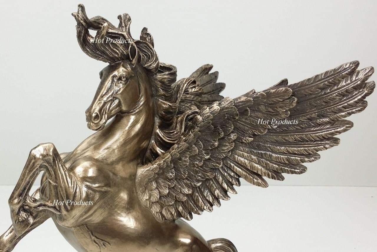11" Pegasus  Rearing Horse Greek Mythology Statue Sculpture Bronze Finish 4