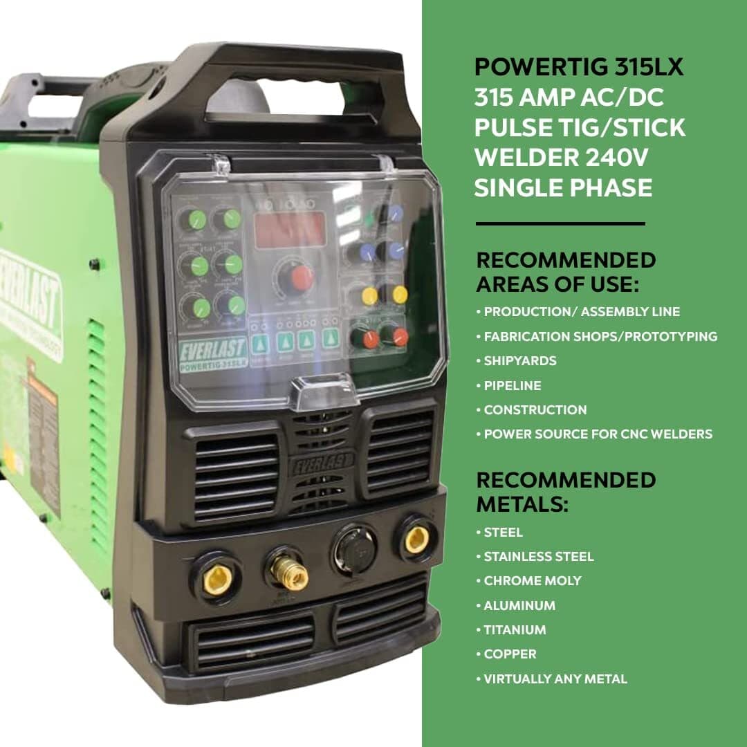 PowerTIG 315LX GTAW-P 315AMP ACDC TIG STICK ADVANCE PULSE WELDER by EVERLAST 5