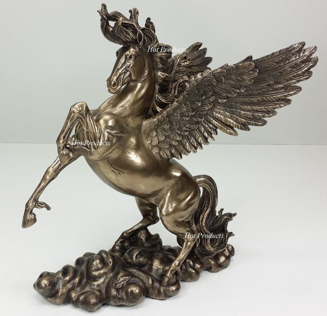 11" Pegasus  Rearing Horse Greek Mythology Statue Sculpture Bronze Finish 3