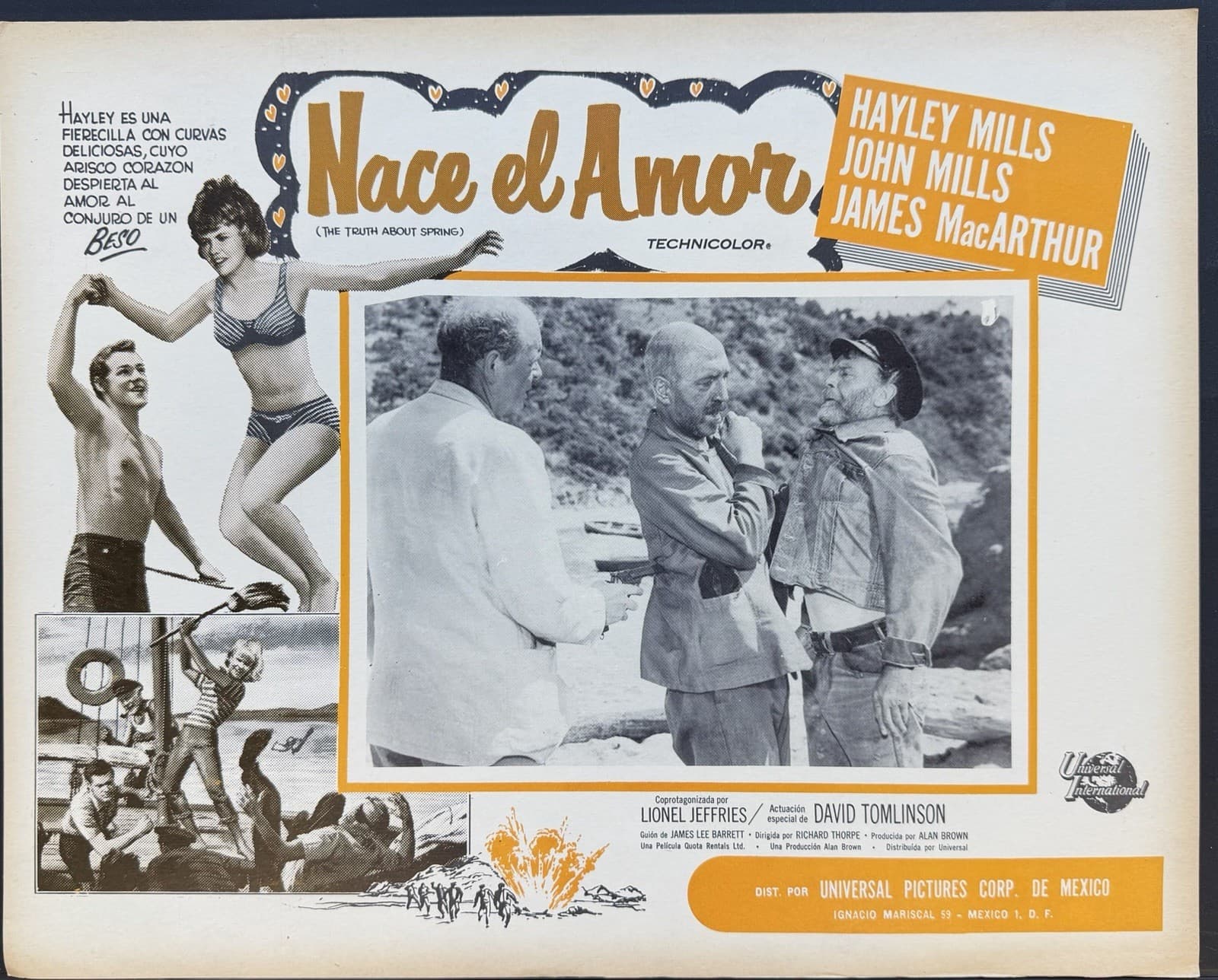 THE TRUTH ABOUT SPRING Hayley Mills John Mills MEXICAN LOBBY CARD SET 1965 5