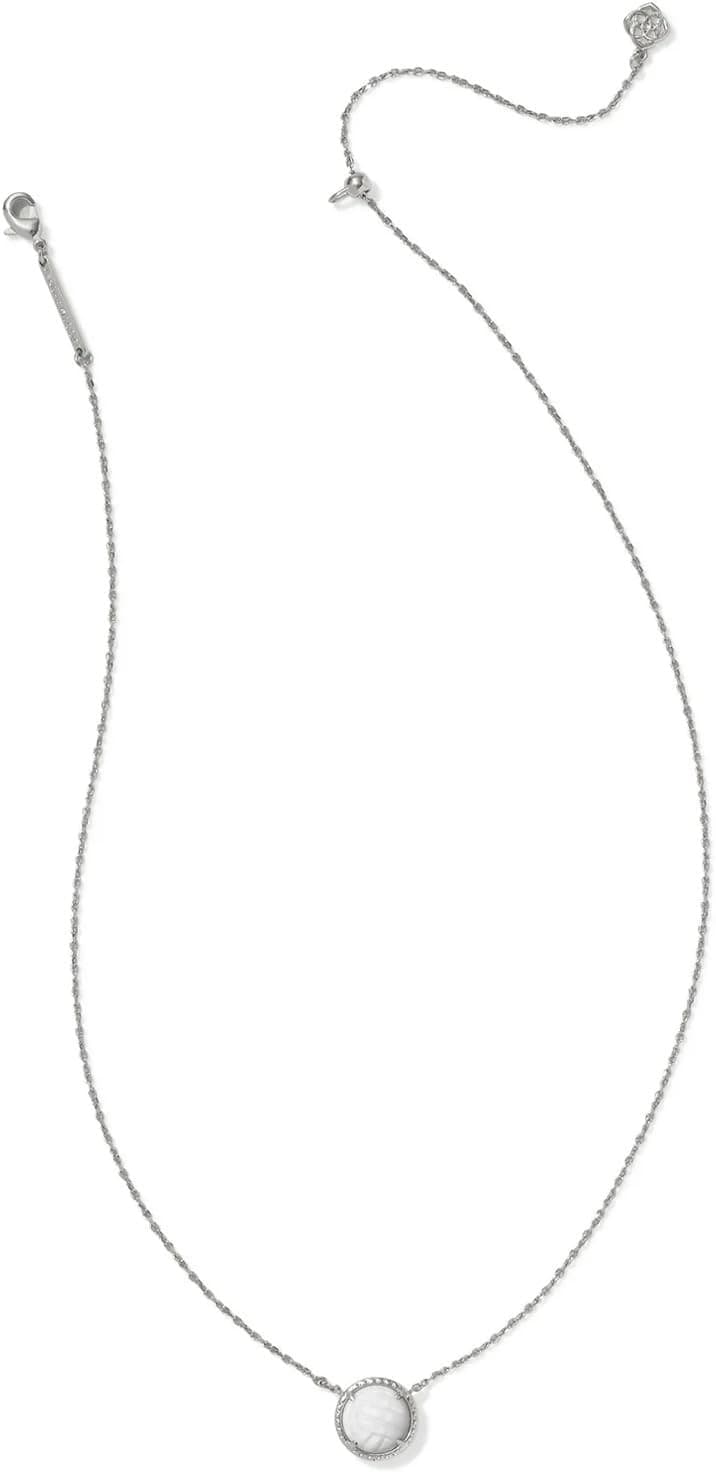 Kendra Scott Volleyball Pendant Necklace, RHODIUM - WHITE MOTHER OF PEARL  2
