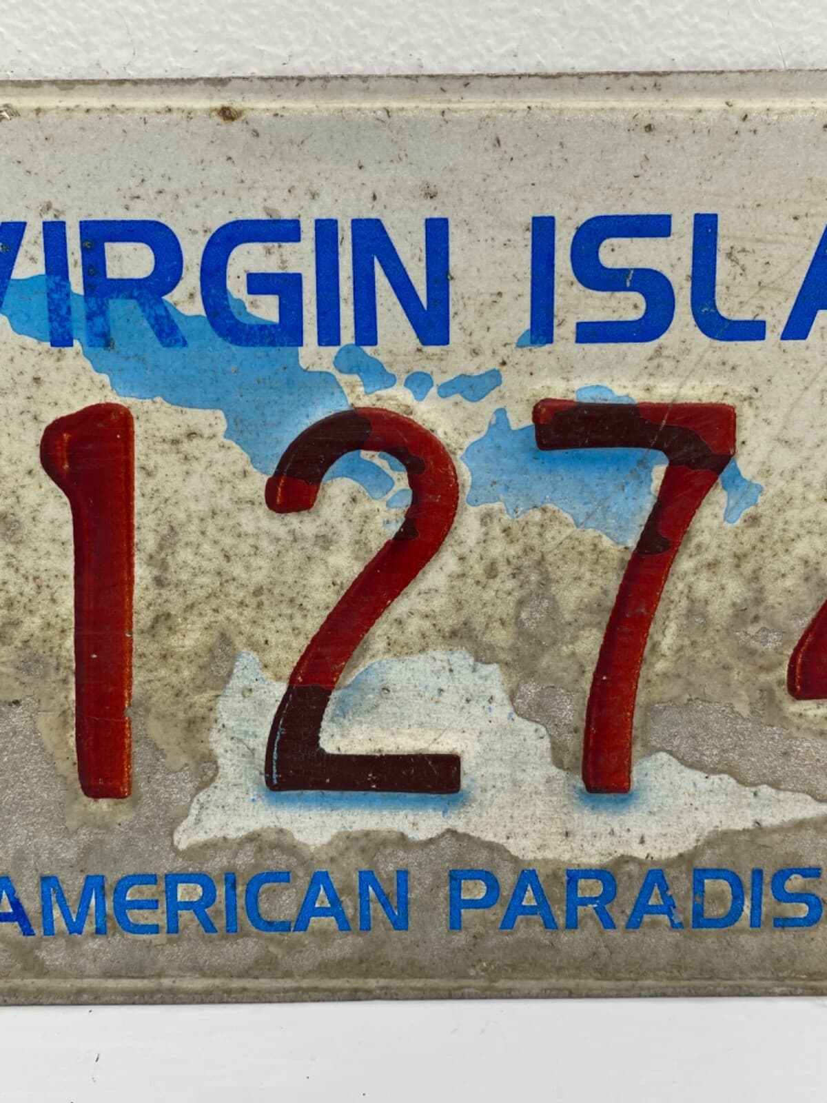 Vintage 80’s U.S. Virgin Islands American Paradise License Plate EXPIRATION 1990 4