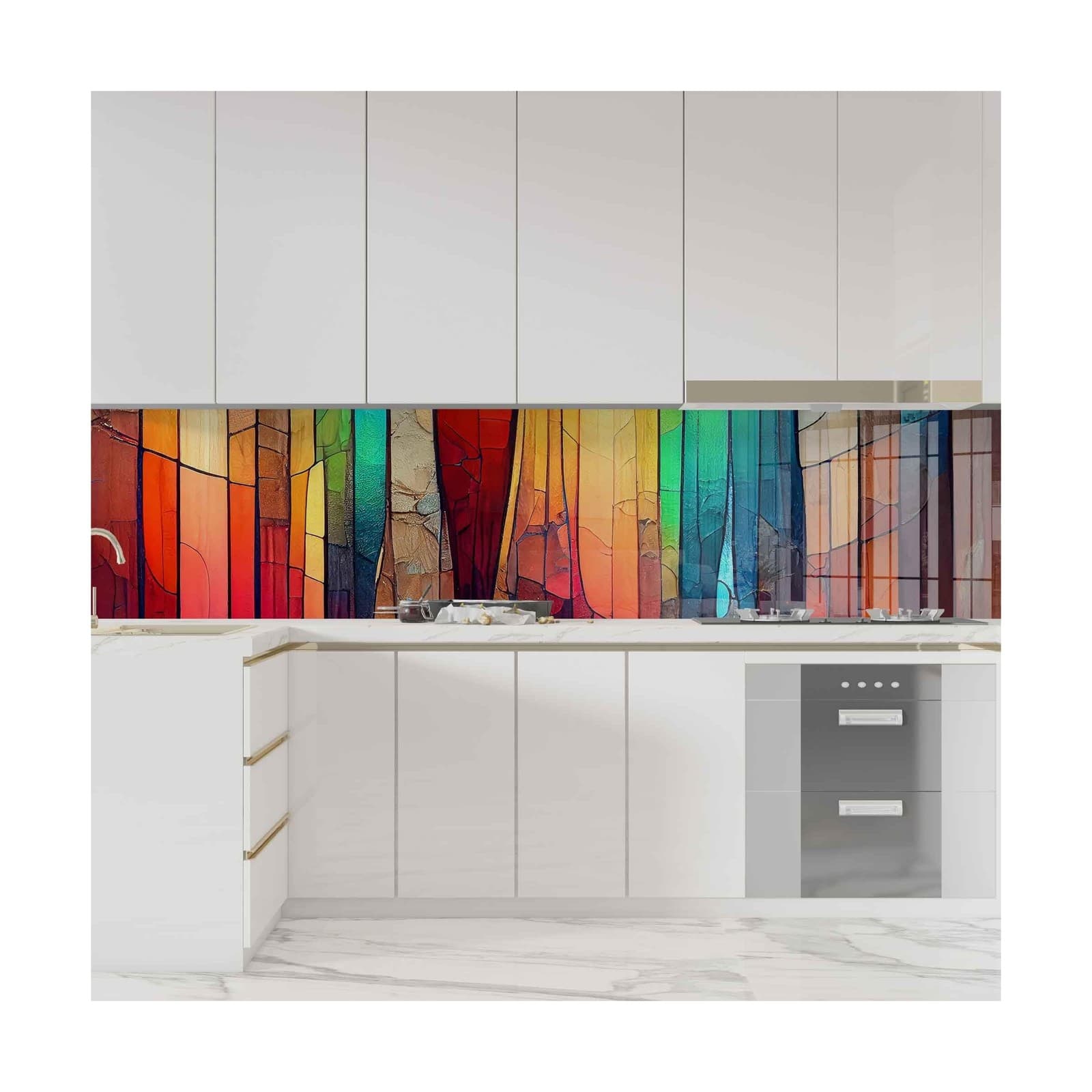 Tempered Glass Kitchen Backsplash, Stove Back Top Cover, Glass Splashback, Cu... 3