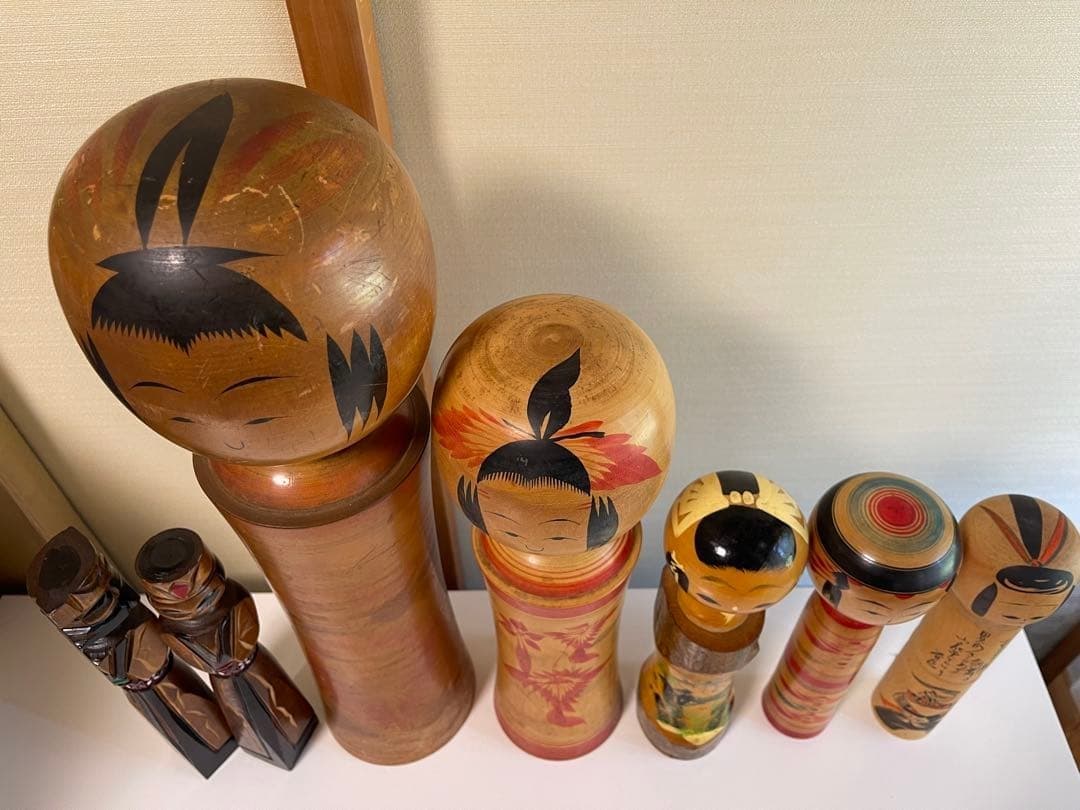 Traditional Kokeshi Dolls Antique Collection Large Medium Small Set Bundle 6