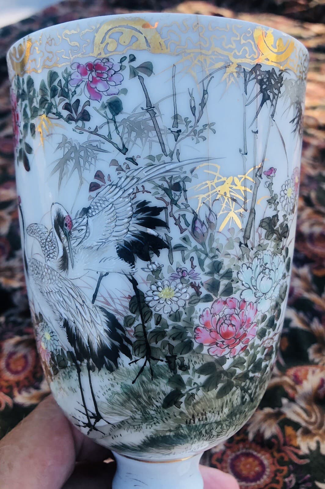 KAWAMOTO MASUKICHI SETO WARE EXPORT GOBLET EARLY MEIJI 7” TALL 3 1/2” Dia. FINE! 2