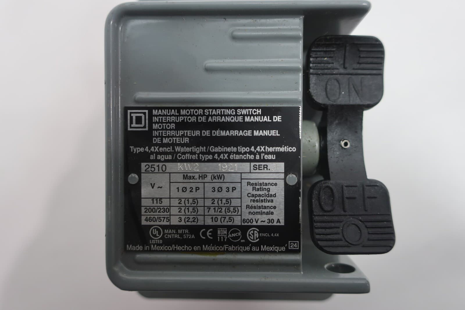 Square D 2510-KW2 Manual Motor Starting Switch 30a 5