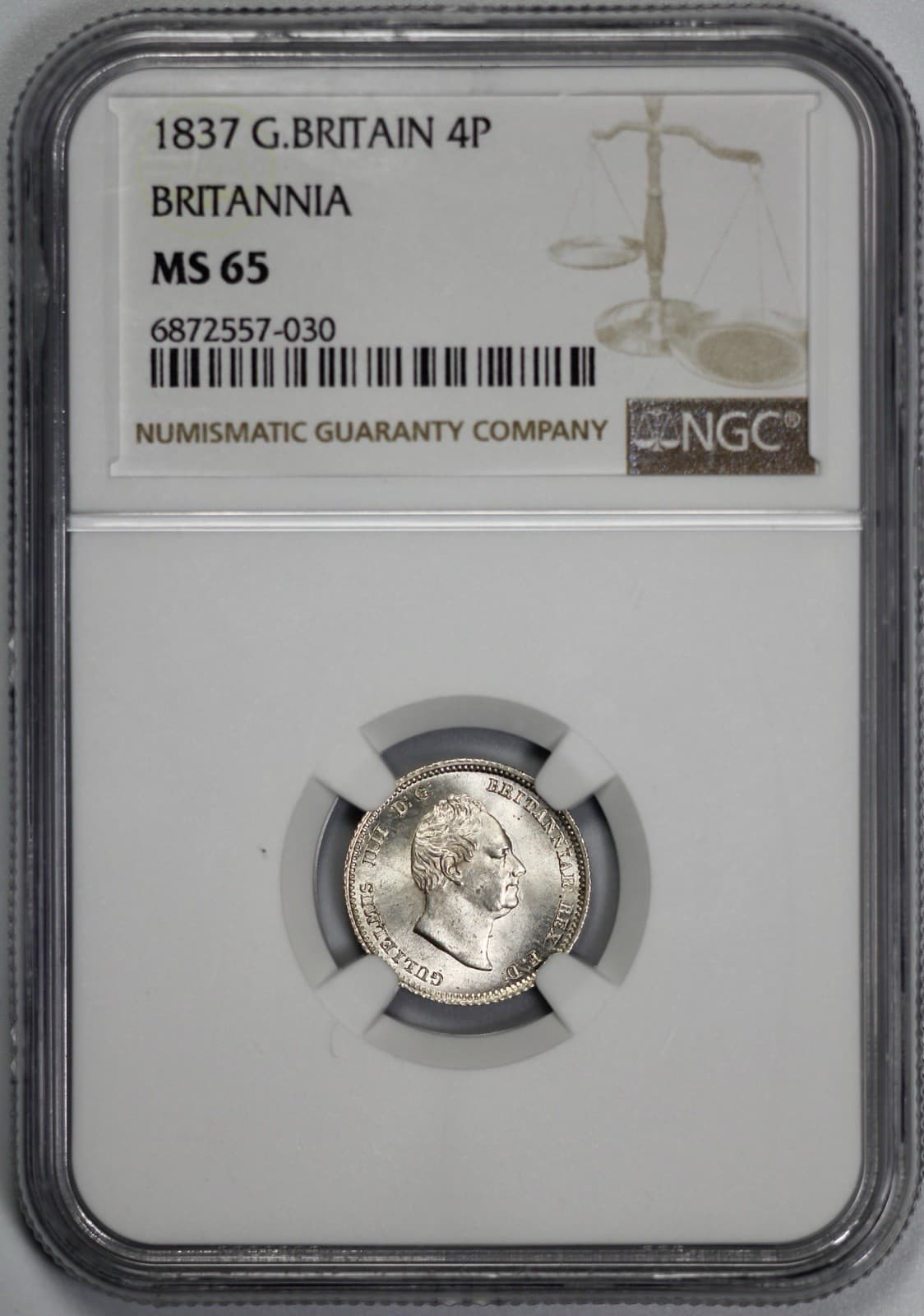 1837 Great Britain 4 Pence NGC MS 65 Britannia Silver Groat