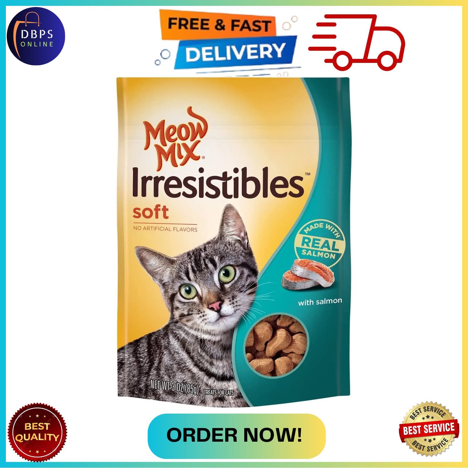 Meow Mix Irresistibles Soft Cat Treats, Salmon, 3 Ounce Bag (Pack of 5)