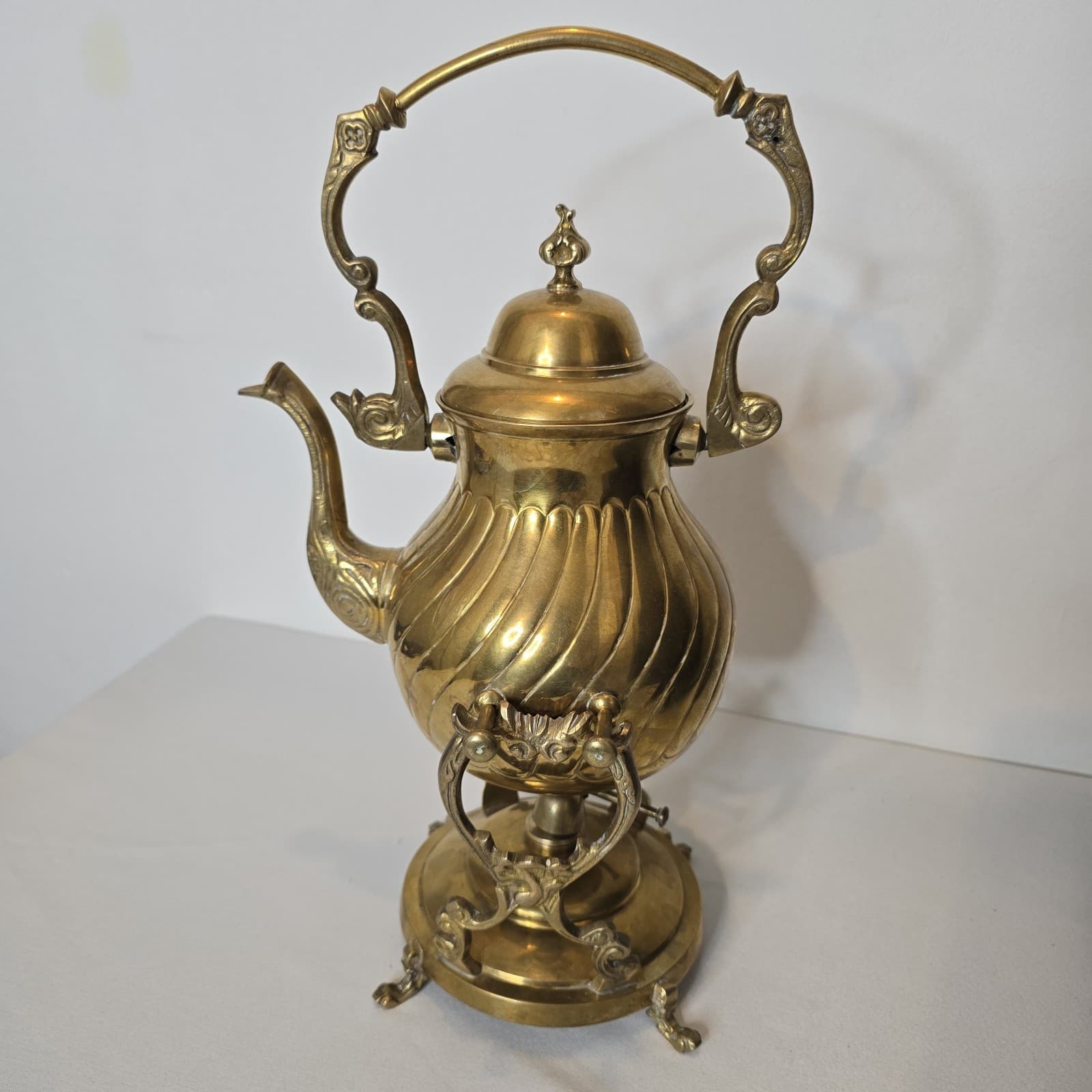 Vintage Brass Spirit Kettle/ teapot with stand and spirit burner 2