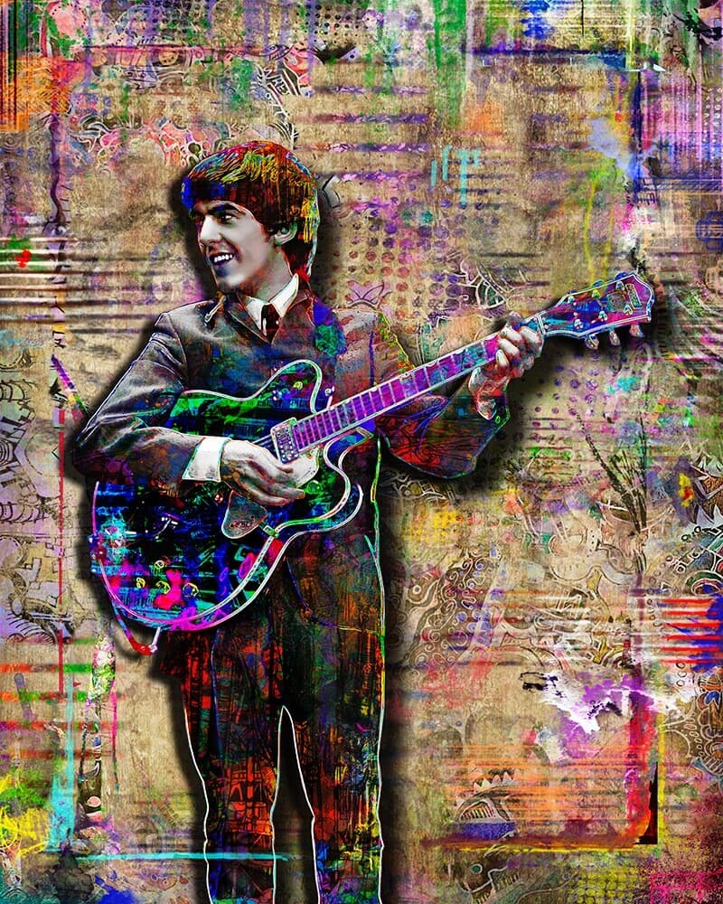 GEORGE HARRISON of The Beatles 12x18in Poster George Harrison Pop Art Free Ship 4