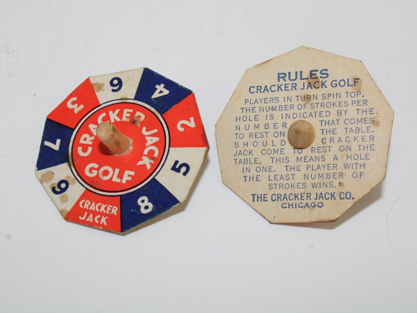 Pair of Rare 1920's Cracker Jack Golf Spinning Cardboard Prize Game 2