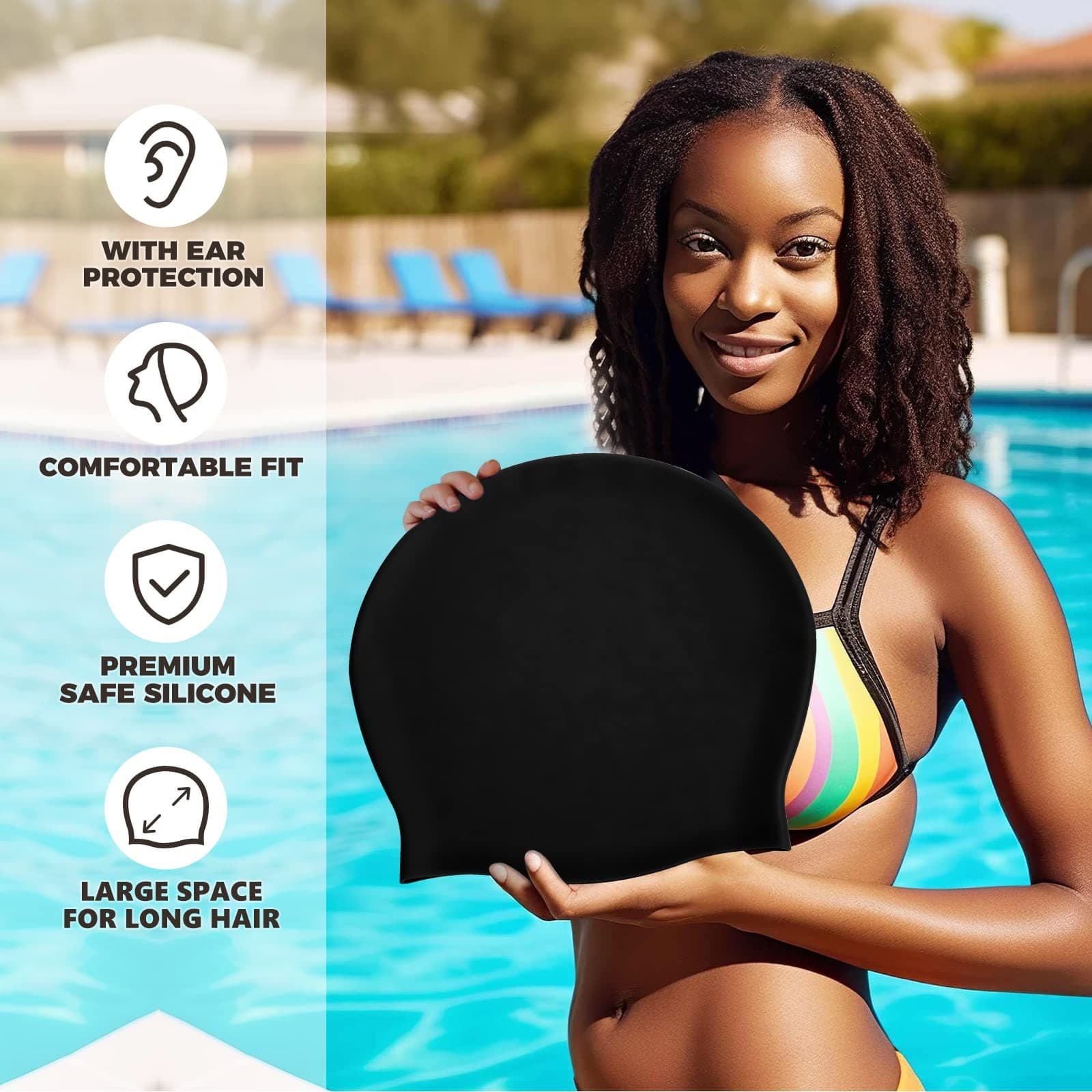 Extra Large Swimming Cap for Long Hair - Swim Cap for Braids and Dreadlocks 3
