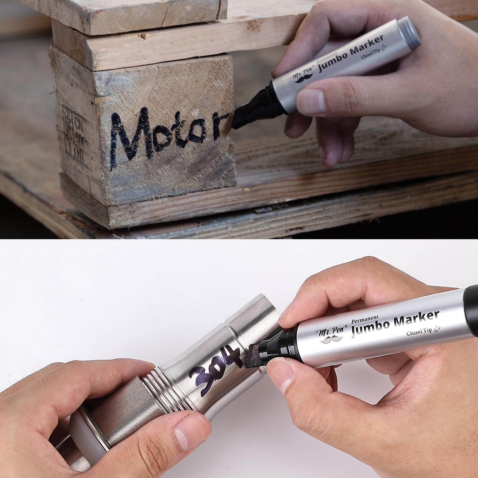 Jumbo Permanent Markers, 4 Pack, Chisel Tip, Black - Thick, Wide Tip, Large Size 3