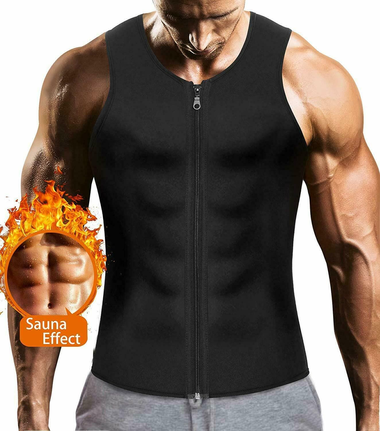 Men Neoprene Sauna Suit Sweat Body Shaper Waist Trainer Vest Fat Burner Tank Top