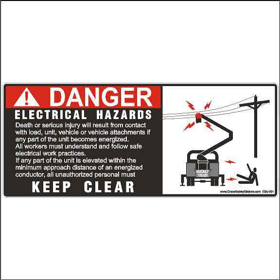 Crane Safety Sticker Bucket Truck Electrical Hazard Decal
