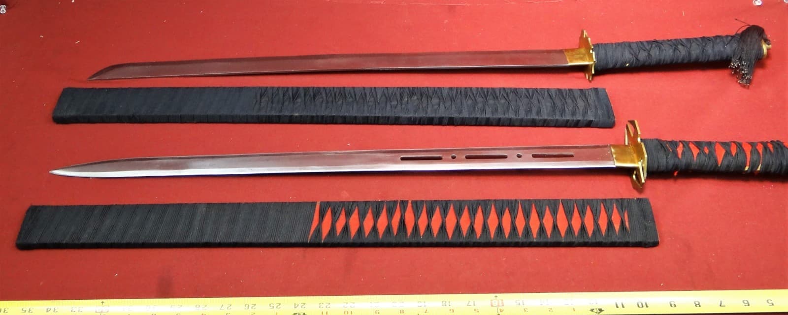 Pair of Contemporary Japanese Type Samurai Swords w/Wood Scabbards 5