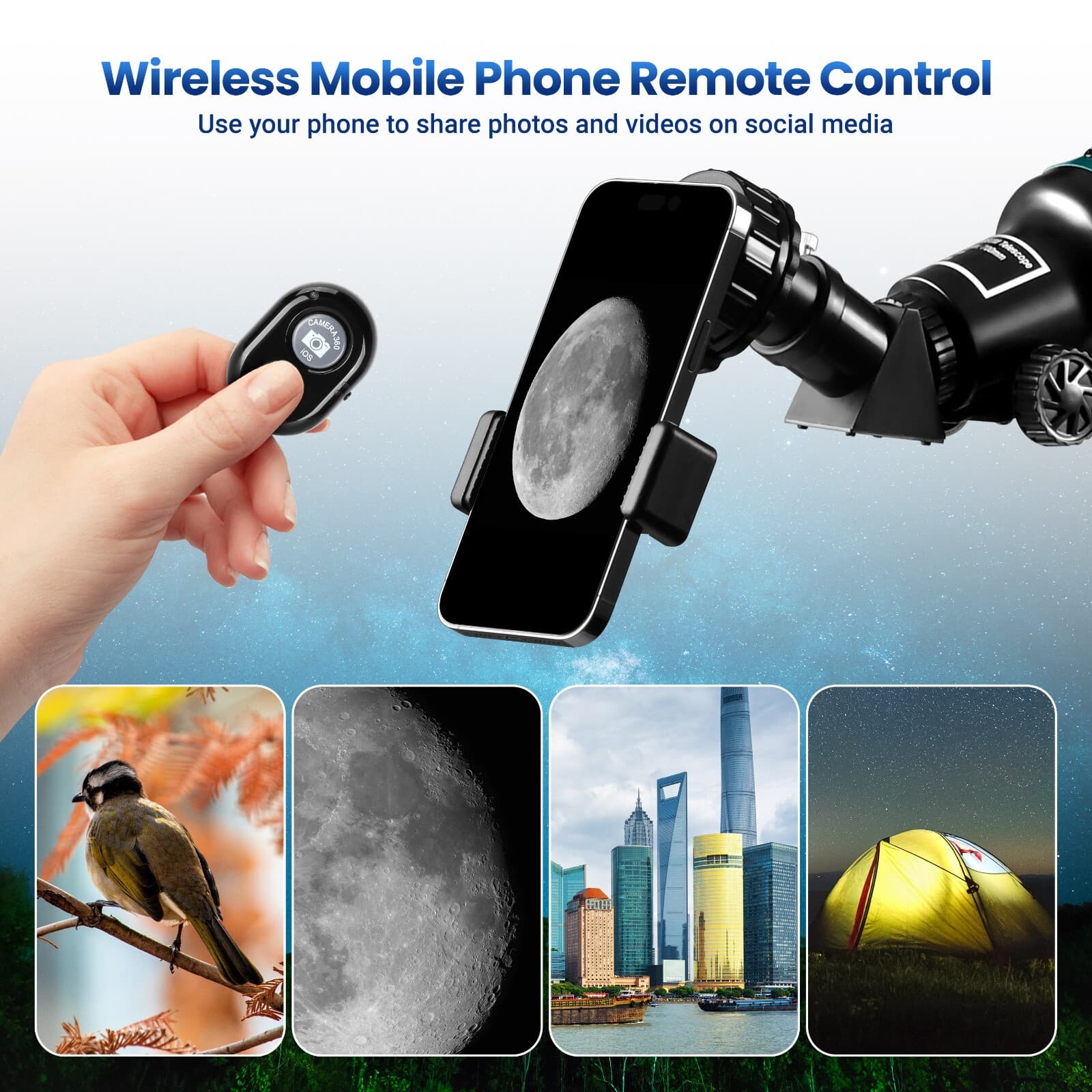 70080 Astronomical Telescope 210X with Phone Adapter for Beginner Moon Watching 5