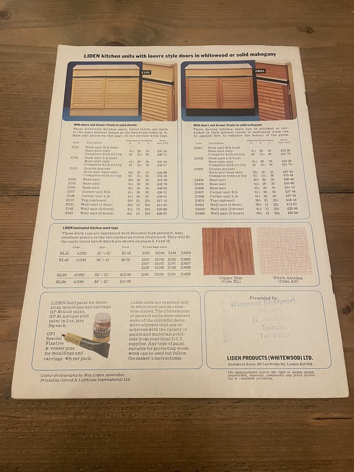 THE LIDEN CATALOGUE - Whitewood Furniture For Colourful Homes August 1974 1970s 2