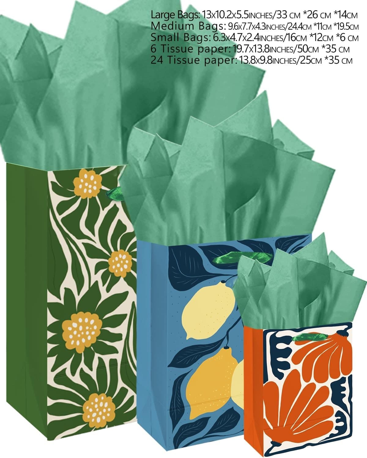 10PCS Clash Flower Gift Bags with Tissue Paper Party Favor Birthday Present Set 5