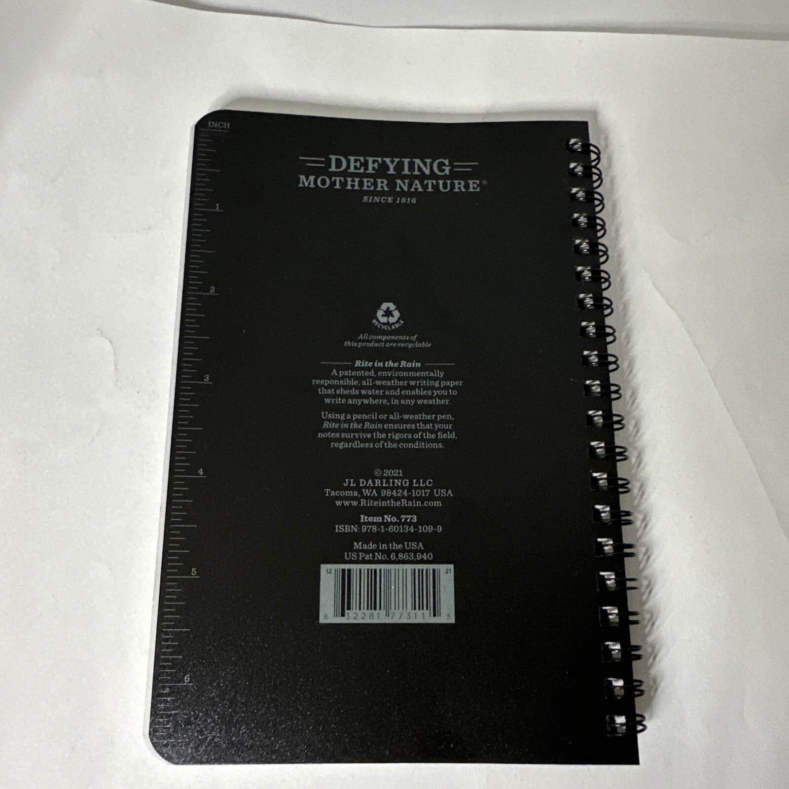 Rite In The Rain All-Weather Side-Spiral Notebook, 4 5/8" x 7", Black Cover 3