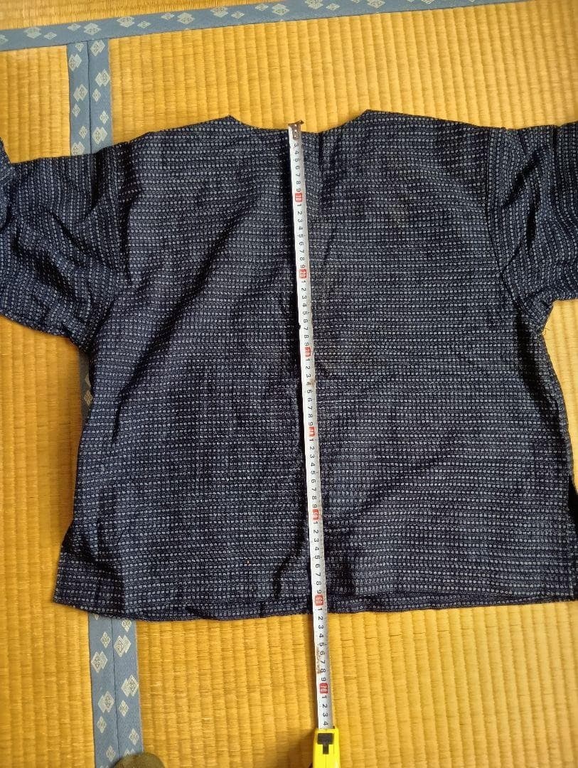 Vintage Japanese Kimono Cotton Navy White Dot Traditional Style Used