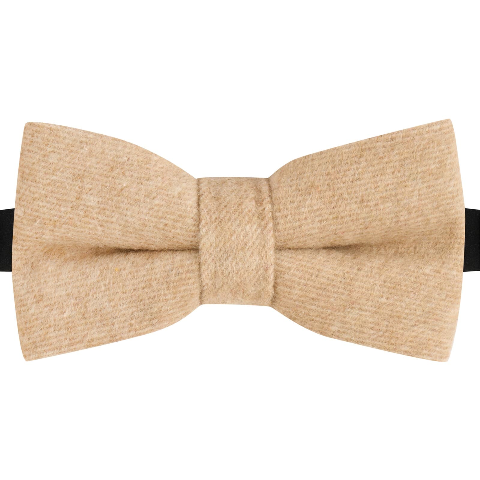 Light Camel Brown Woven Wool Bow Tie 2