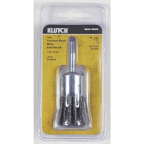 Klutch Twisted Knot Coarse Wire End Brush, 1in., 1/4in. Arbor, 20,000 RPM 3