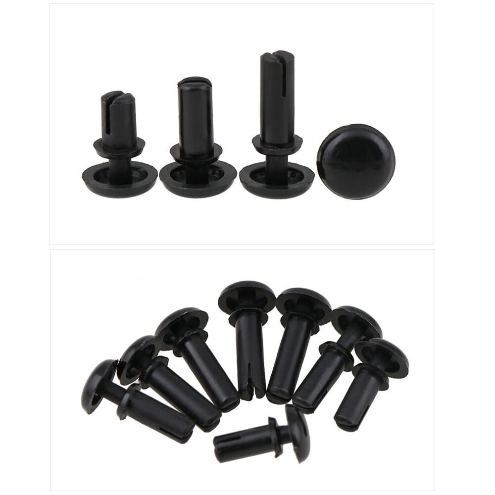 Black Plain Nylon Rivets Plastic Snap Rivet fit for Hole Dia 2mm 3mm 4mm 5mm 6mm 4