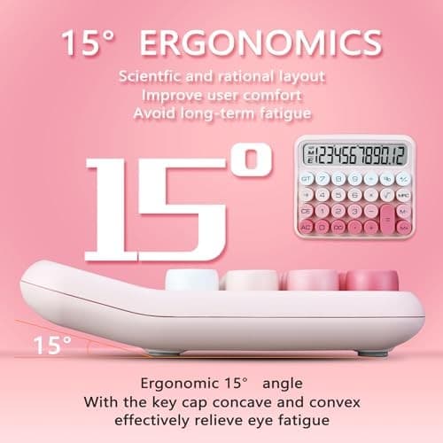  Mechanical Switch Calculator, 12 Digit Large LCD Display, Great for Pink 4
