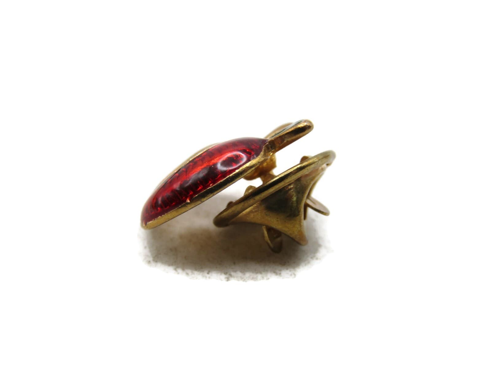 Rhinestone Inlay Red Apple Pin Gold Tone 2