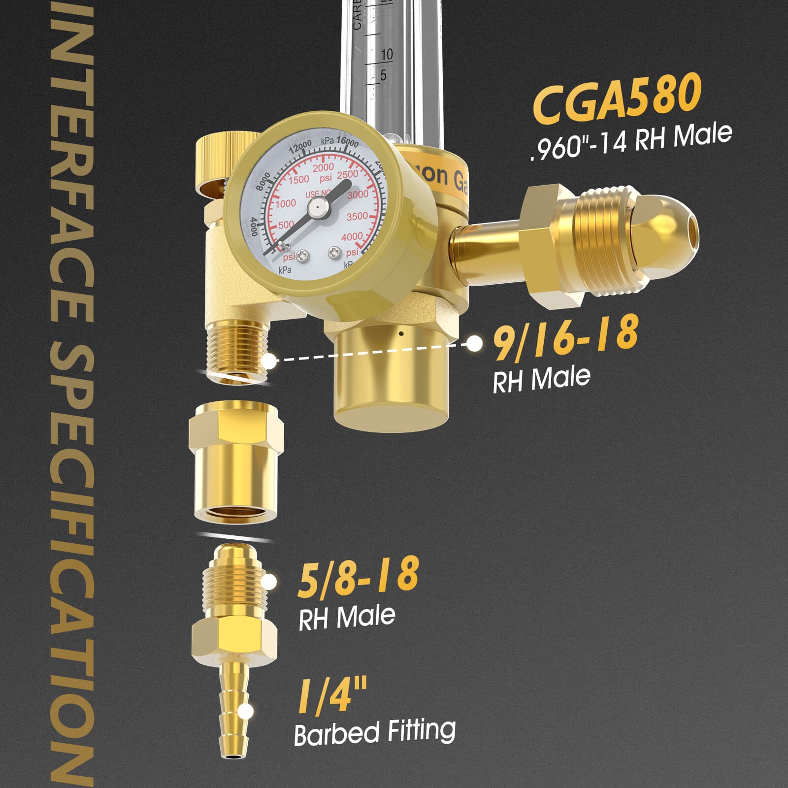 CO2 Argon Flow Meter Gas Regulator Gauge Mig Tig Welding Weld Regulator TIG MIG 5