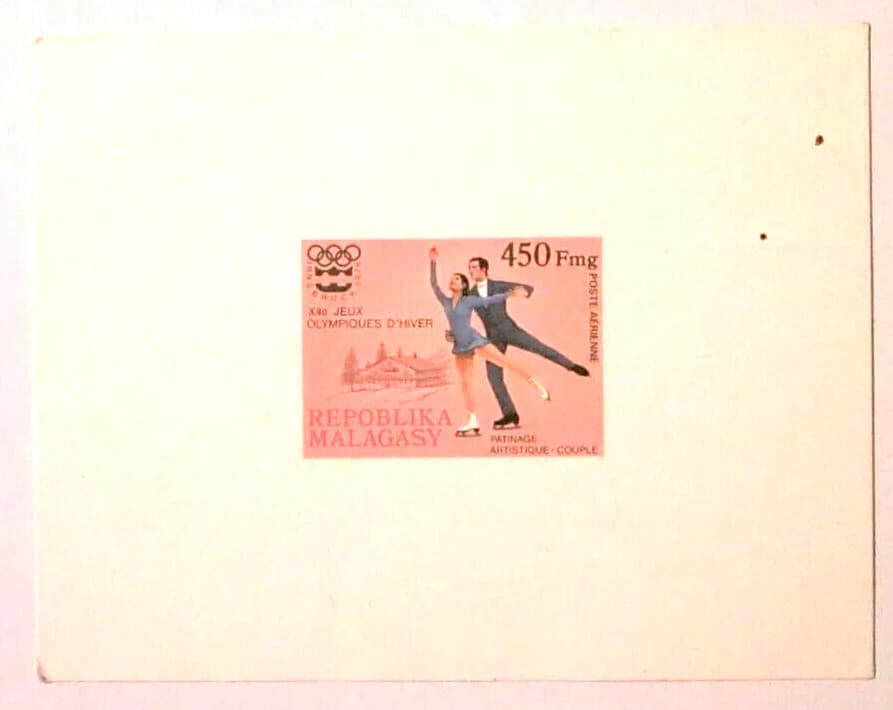 MALAGASY 1976 innsbruck austria winter olympics SET 5 IMPERFORATE PROOFS DANCE S 3