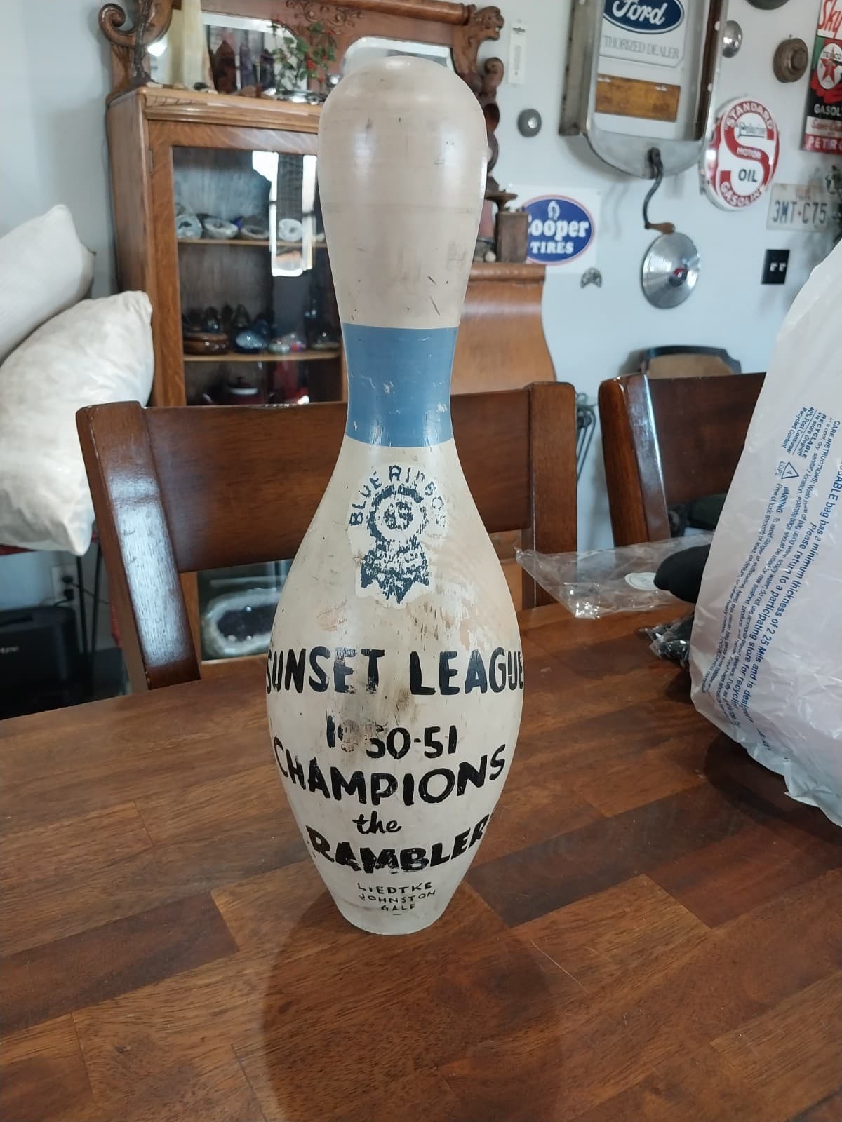 Vintage 1951 Bowling Pin Trophy
