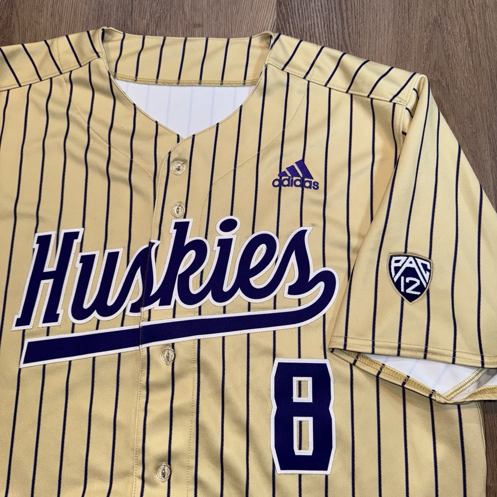 Washington Huskies Baseball Jersey UW Team Issue Game Worn Pac 12 Adidas Mens 52 6