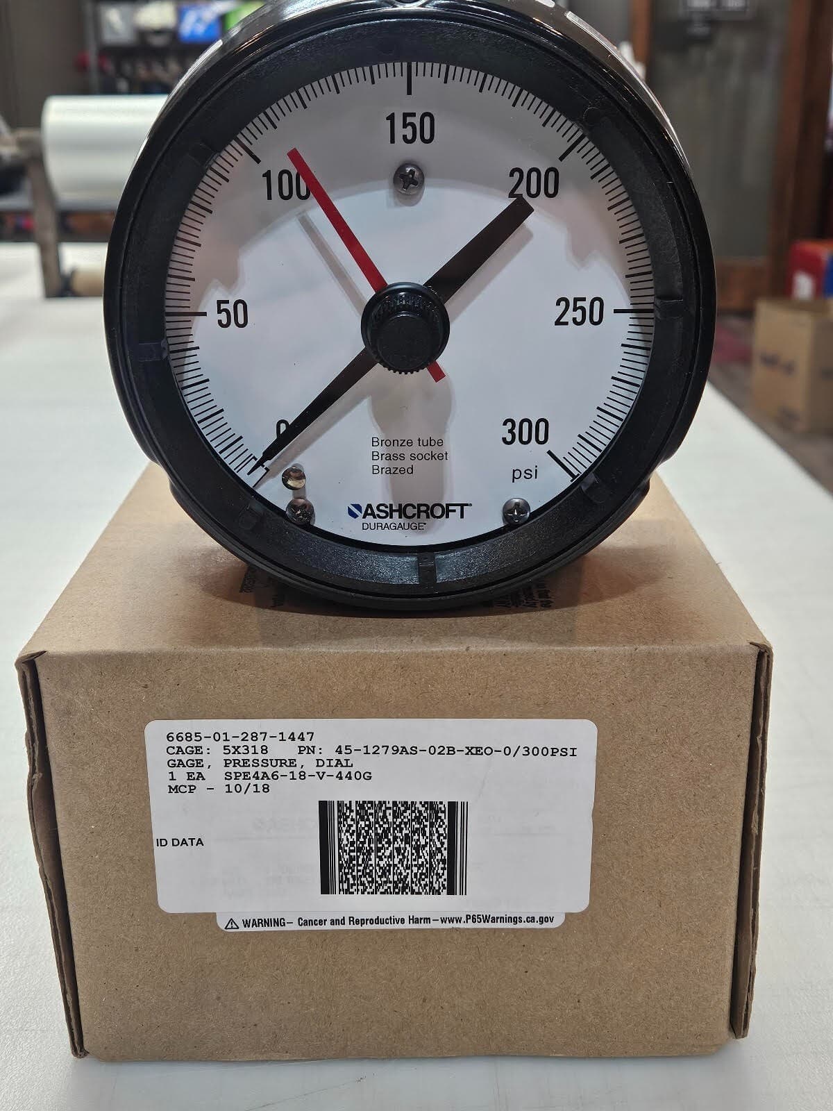 ASHCROFT 45-1279AS-02B-XE0-0/300PSI Duragauge Pressure Gauge, 0-300 PSI 2