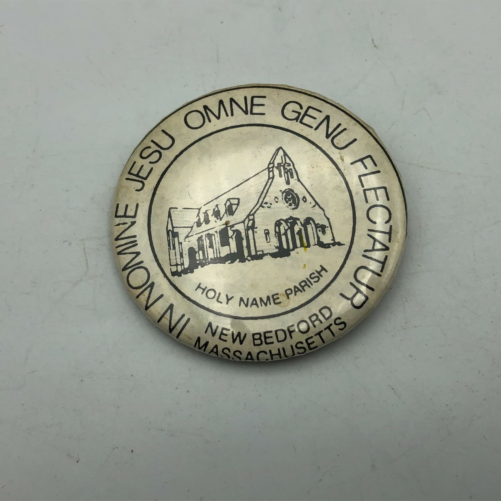 Holy Name Parish Pinback New Bedford MASS 2-1/4" Button Pin Badge Vintage 4