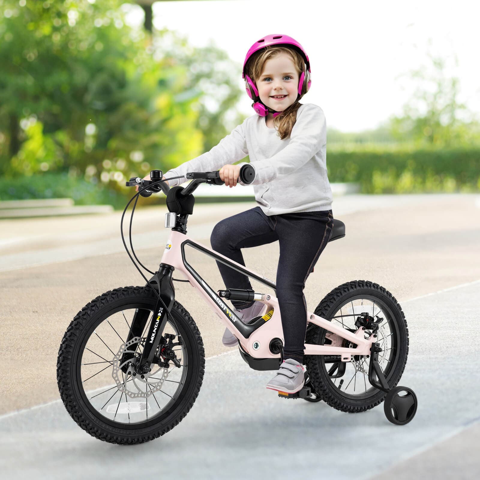 16 Inch Children Bicycle w/ Training Wheels & Double Disc Brakes Adjustable Seat 3