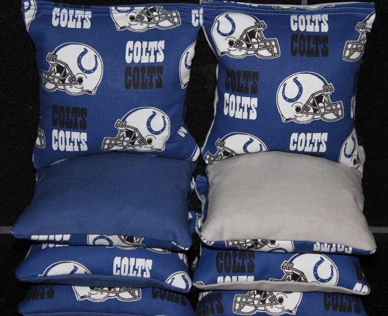 All Weather CORNHOLE BEAN BAGS made w INDIANAPOLIS COLTS fabric Resin Waterproof