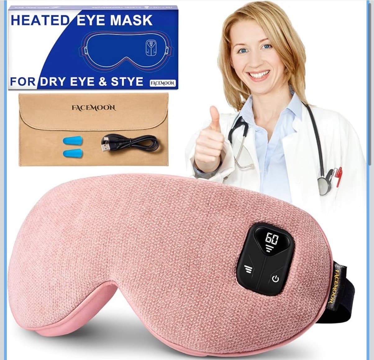 Heated Eye Mask for Warm Compress: Dry Eyes Blepharitis Stye Moist ... Fast Ship