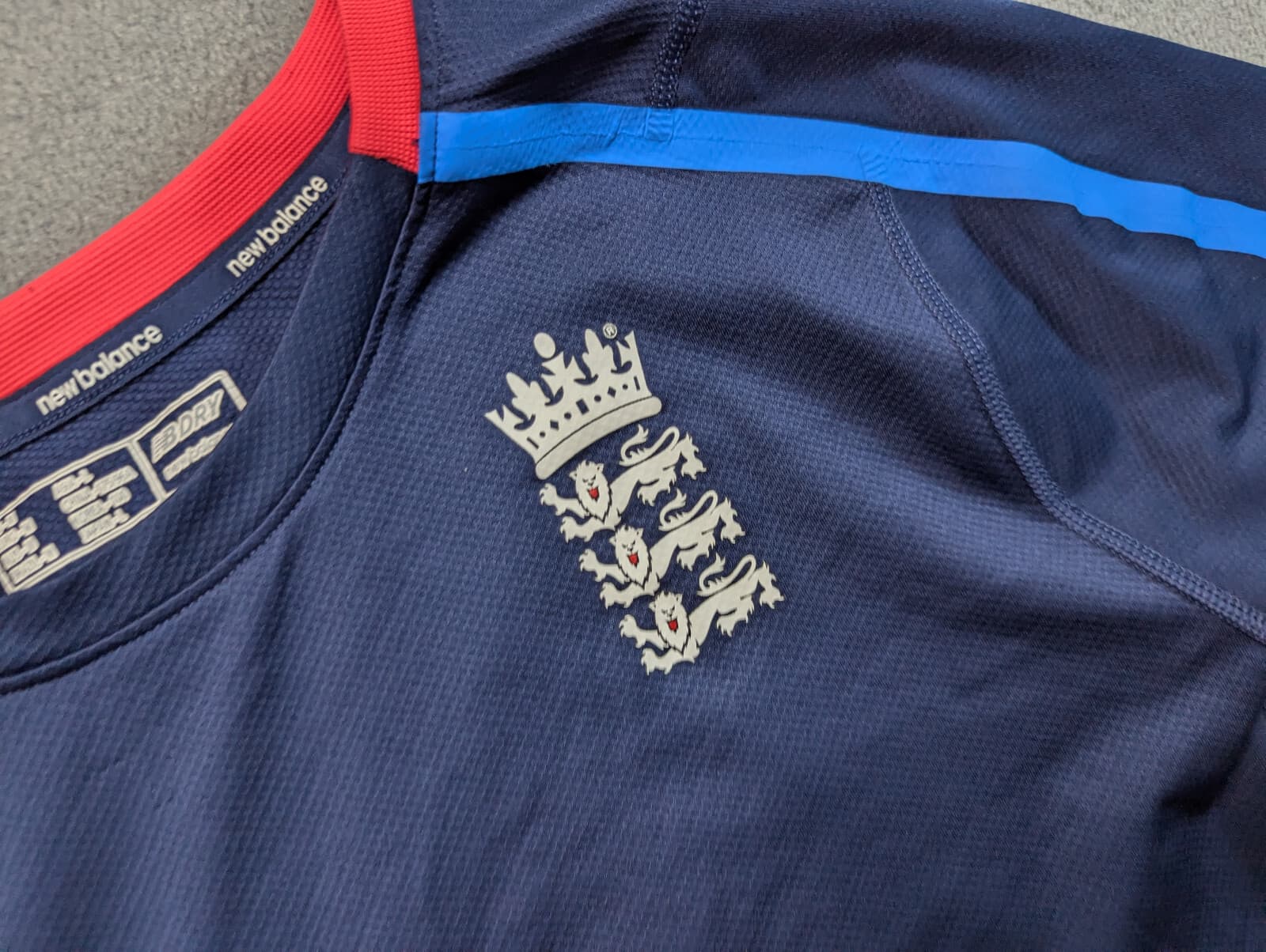 England New Balance Navy Blue White Cricket Training Shirt NatWest mens size M 5