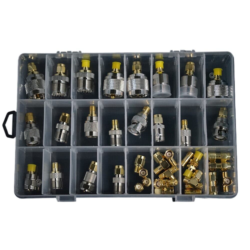38pcs RF Coaxial Adapter Kit, SMA to BNC UHF MCX MMCX TNC SO239 PL259 N F Type